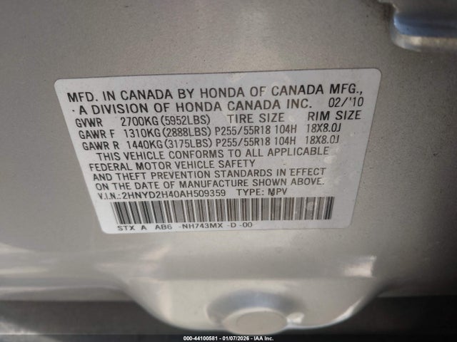 2010 ACURA MDX 2HNYD2H40AH509359 Photo 8