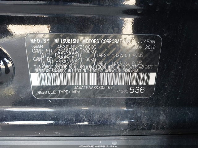 2019 MITSUBISHI ECLIPSE CROSS JA4AT5AAXKZ024671 Photo 8