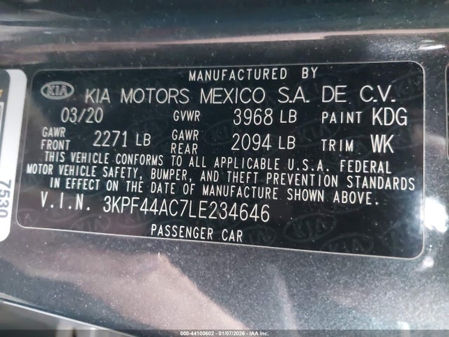3KPF44AC7LE234646 KIA FORTE GT