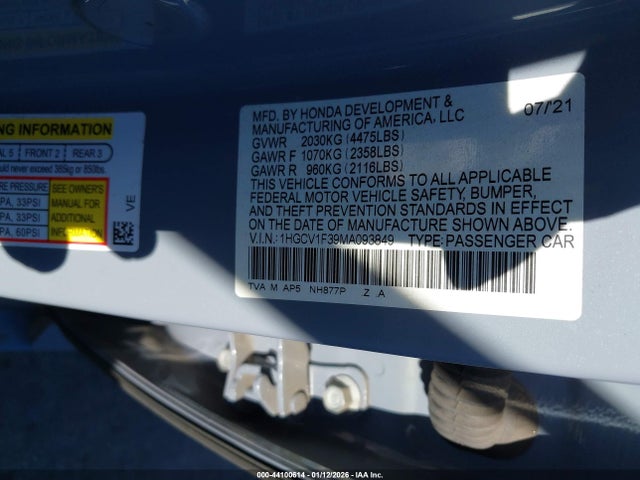 1HGCV1F39MA093849 Honda Accord Sport