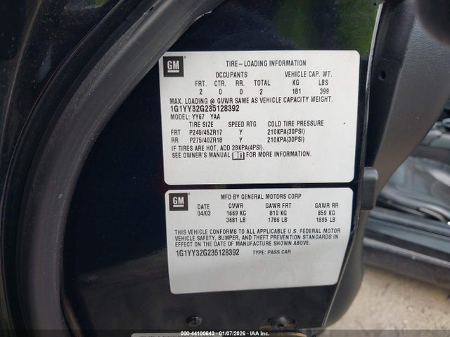 2003 CHEVROLET CORVETTE 1G1YY32G235128392 Photo 8