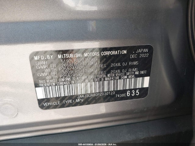 44100654 :رقم المزاد ، JA4J3UA80PZ030123 vin ، 2023 Mitsubishi Outlander Se 2.5 2wd/se Black Edition 2wd/se Special Edition 2wd مزاد بيع
