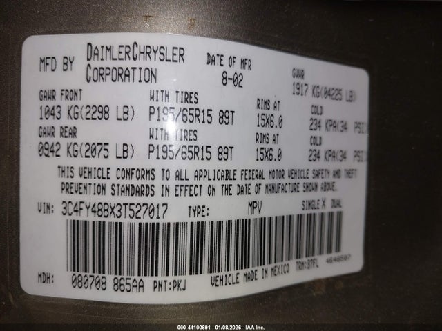 2003 CHRYSLER PT CRUISER 3C4FY48BX3T527017 Photo 8