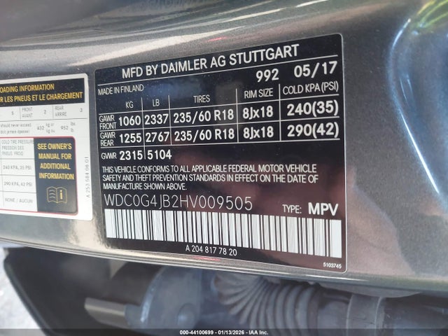 WDC0G4JB2HV009505 Mercedes-Benz GLC 300