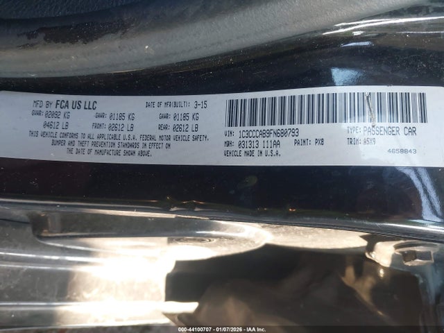 Aukcja sprzedaży 2015 Chrysler 200 Limited, vin: 1C3CCCAB9FN680793, numer aukcji: 44100707