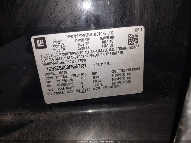 Chevrolet Tahoe Lt 2015 1GNSCBKC0FR567131 Image 9