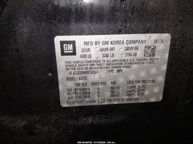 2019 Buick Encore Awd Essence მანქანა იყიდება აუქციონზე, vin: KL4CJGSM0KB754844, აუქციონის ნომერი: 44100768