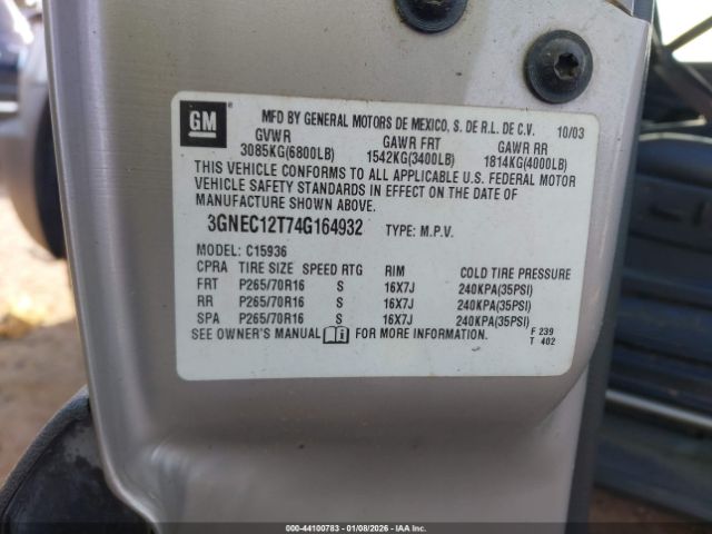 2004 CHEVROLET AVALANCHE 1500 3GNEC12T74G164932 Photo 8