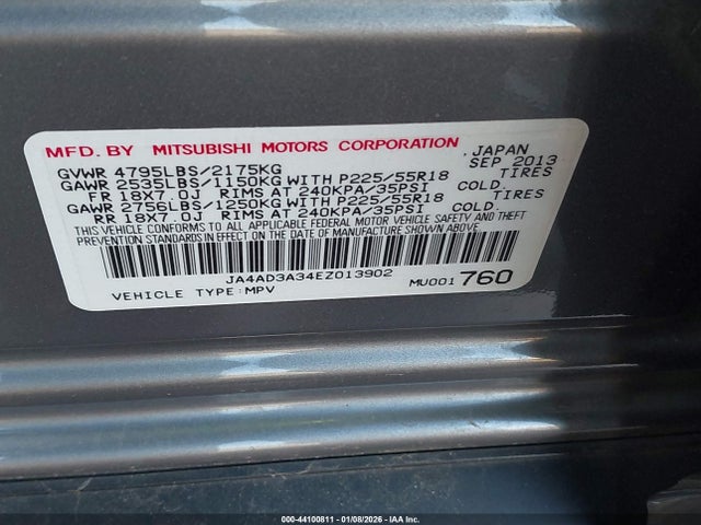 2014 MITSUBISHI OUTLANDER JA4AD3A34EZ013902 Photo 8