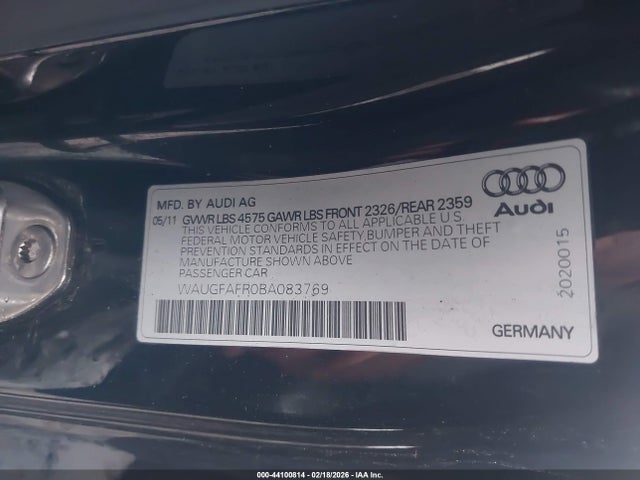 Aukcja sprzedaży 2011 Audi A5 2.0t Premium, vin: WAUGFAFR0BA083769, numer aukcji: 44100814