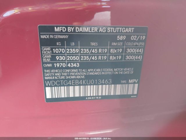 2019 MERCEDES-BENZ GLA 250 WDCTG4EB4KU013463 Photo 8