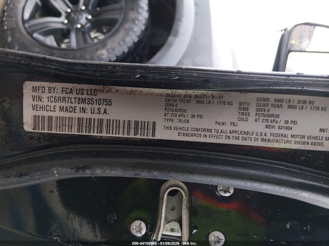 Продажа на аукционе авто 2021 Ram 1500 Classic Warlock  4x4 5'7 Box, vin: 1C6RR7LT8MS510755, номер лота: 44100840