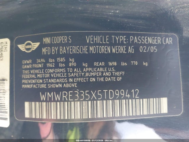 2005 MINI COOPER S WMWRE335X5TD99412 Photo 8