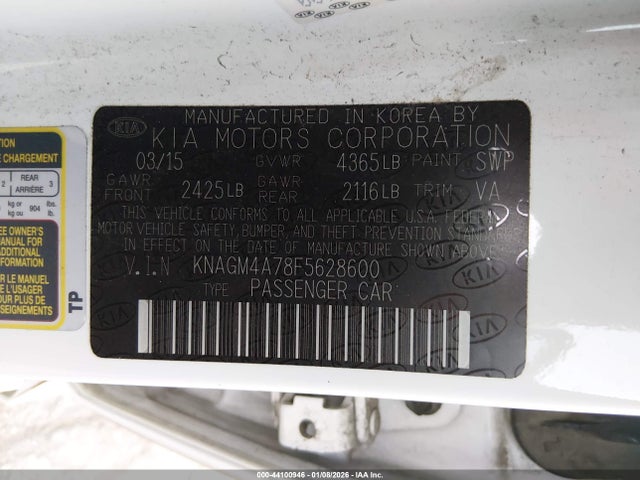 KNAGM4A78F5628600 KIA Optima Lx
