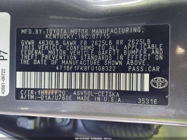 Toyota CAMRY SE 2015 4T1BF1FK8FU108322 Image 9