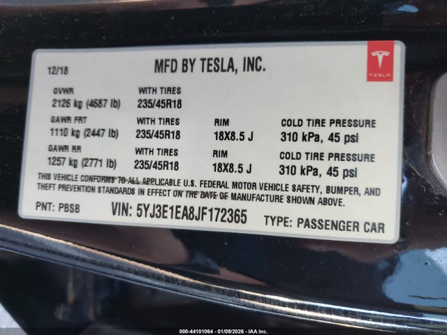 2018 TESLA MODEL 3 5YJ3E1EA8JF172365 Photo 8