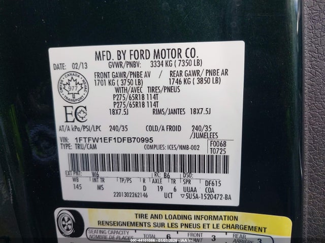 2013 FORD F-150 1FTFW1EF1DFB70995 Photo 8