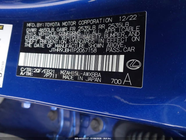 Aukcja sprzedaży 2023 Lexus Ux 250h F Sport Handling, vin: JTHR9JBH1P2067158, numer aukcji: 44101117