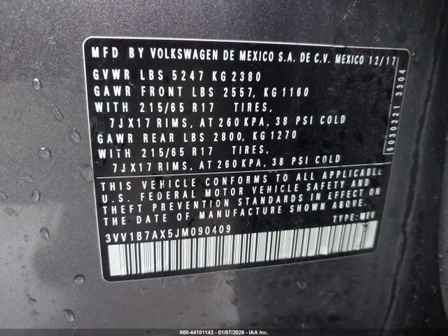 3VV1B7AX5JM090409 Volkswagen Tiguan 2.0t S