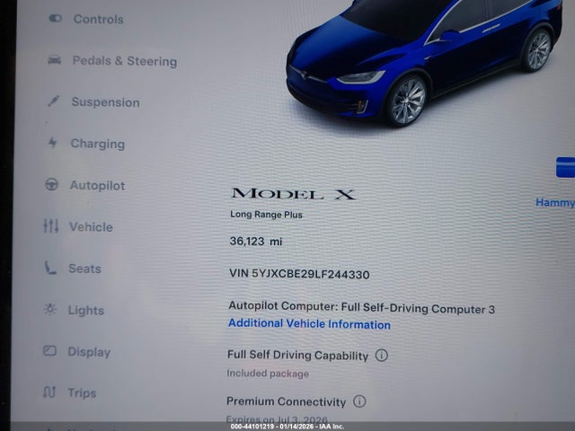 5YJXCBE29LF244330 Tesla Model X Long Range Dual Motor All-wheel Drive/long Range Plus Dual Motor All-wheel Drive