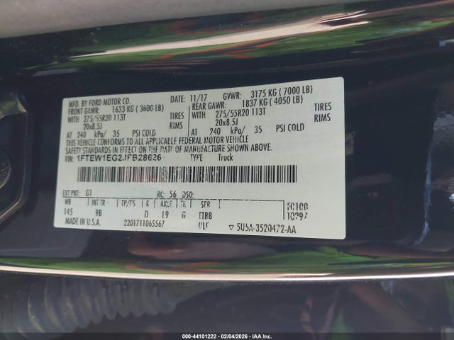 Ford F-150 Platinum 2018 1FTEW1EG2JFB28626 Image 9