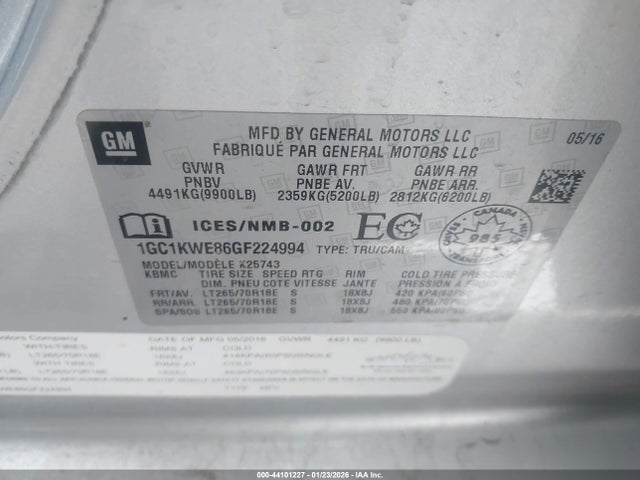 1GC1KWE86GF224994 Chevrolet Silverado 2500hd Ltz