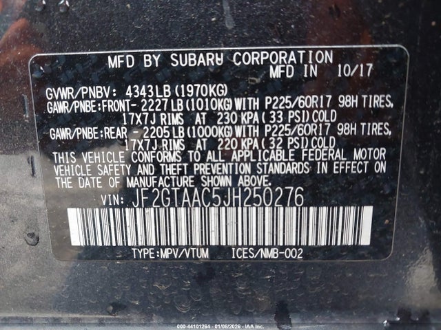 Subaru Crosstrek 2.0i 2018 JF2GTAAC5JH250276 Image 9