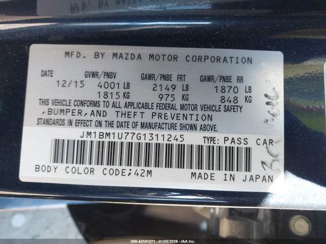 JM1BM1U77G1311245 Mazda Mazda3 I Sport