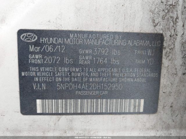 2013 HYUNDAI ELANTRA 5NPDH4AE2DH152950 Photo 8