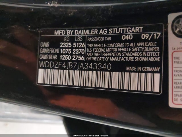 Aukcja sprzedaży 2018 Mercedes-benz E 300, vin: WDDZF4JB7JA343340, numer aukcji: 44101363