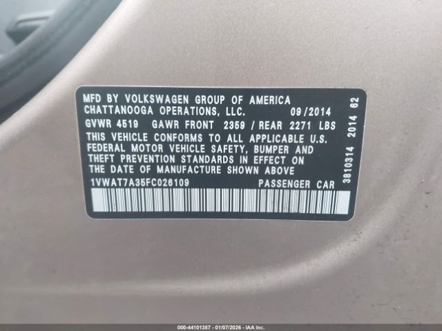 2015 VOLKSWAGEN PASSAT 1VWAT7A35FC026109 Photo 8