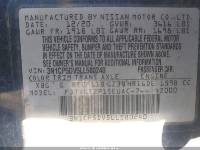 3N1CP5DV5LL580240 Nissan Kicks Sr Xtronic Cvt