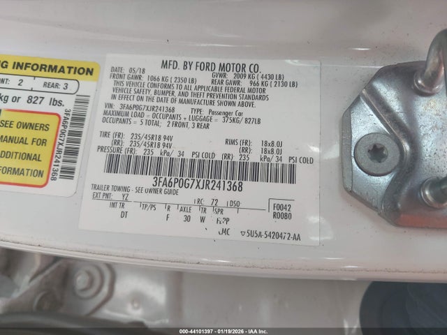 Ford FUSION S 2018 3FA6P0G7XJR241368 Image 9