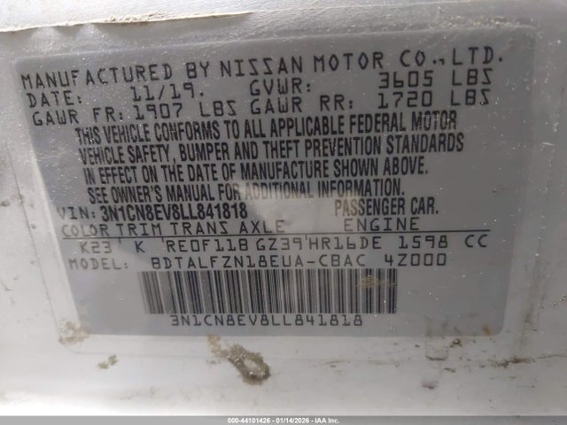 Nissan Versa Sv Xtronic Cvt 2020 3N1CN8EV8LL841818 Image 9