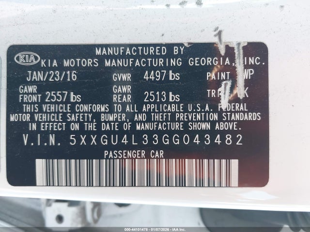 5XXGU4L33GG043482 KIA OPTIMA EX