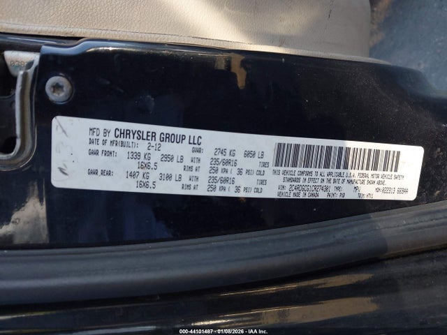 2012 DODGE GRAND CARAVAN 2C4RDGCG1CR274301 Photo 8