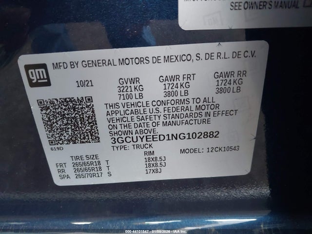 3GCUYEED1NG102882 Chevrolet Silverado 1500 Ltd 4wd Short Bed Rst