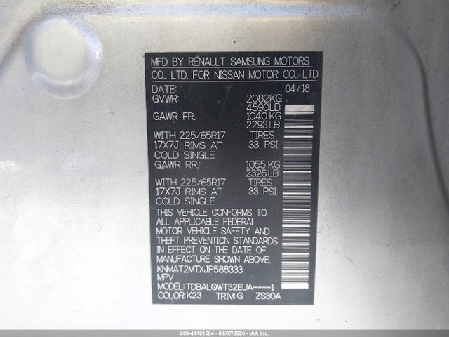 Nissan ROGUE SV 2018 KNMAT2MTXJP588333 Image 9