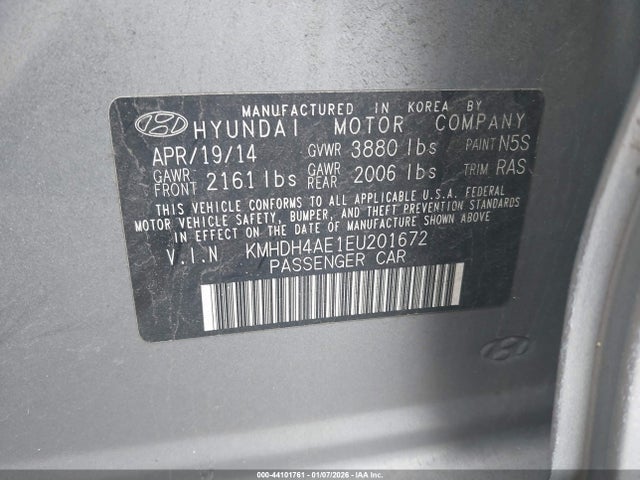 KMHDH4AE1EU201672 Hyundai ELANTRA SE