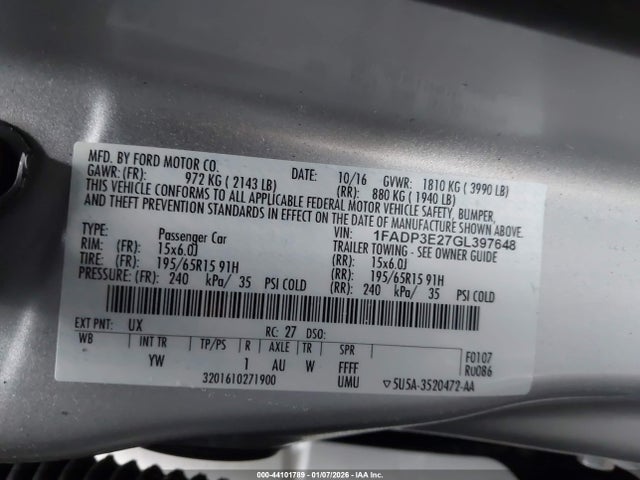 Ford FOCUS S 2016 1FADP3E27GL397648 Image 9