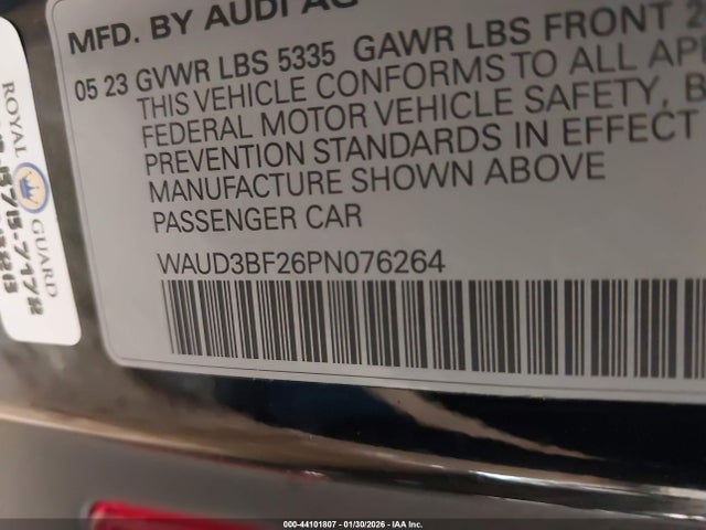 2023 Audi A6 Premium 45 Tfsi Quattro S Tronic მანქანა იყიდება აუქციონზე, vin: WAUD3BF26PN076264, აუქციონის ნომერი: 44101807