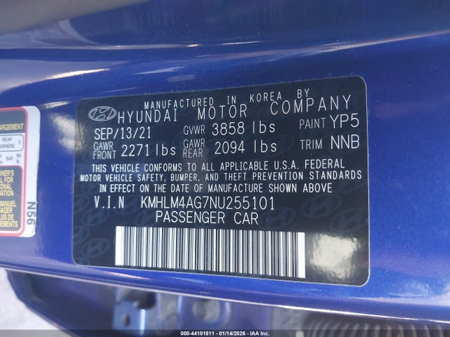 Hyundai ELANTRA SEL 2022 KMHLM4AG7NU255101 Image 9