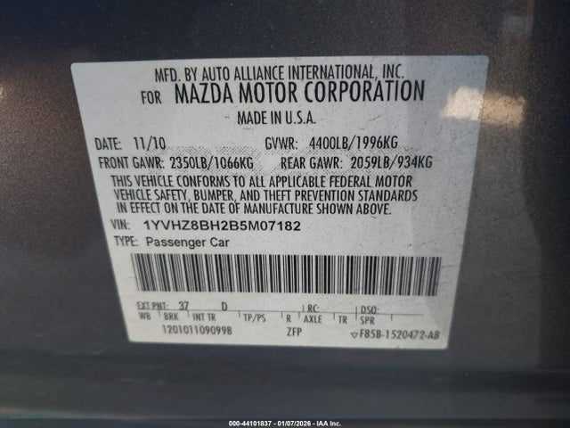 Продажа на аукционе авто 2011 Mazda Mazda6 I Sport, vin: 1YVHZ8BH2B5M07182, номер лота: 44101837