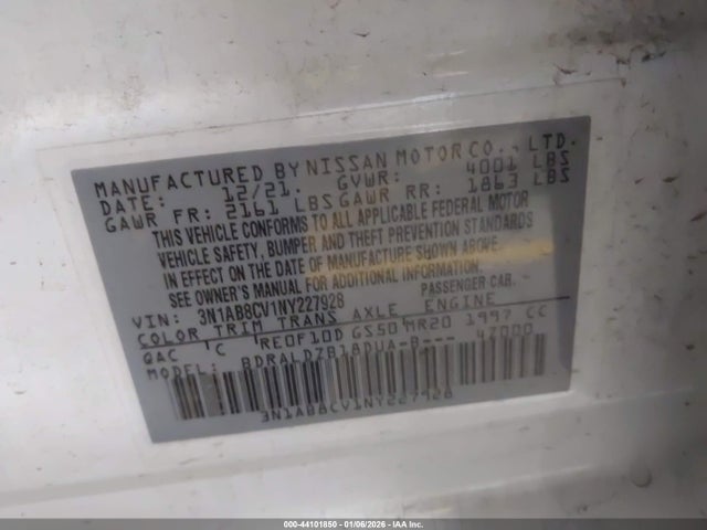 3N1AB8CV1NY227928 Nissan Sentra Sv Xtronic Cvt