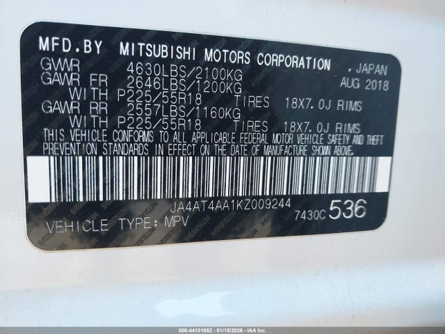 2019 MITSUBISHI ECLIPSE CROSS JA4AT4AA1KZ009244 Photo 8