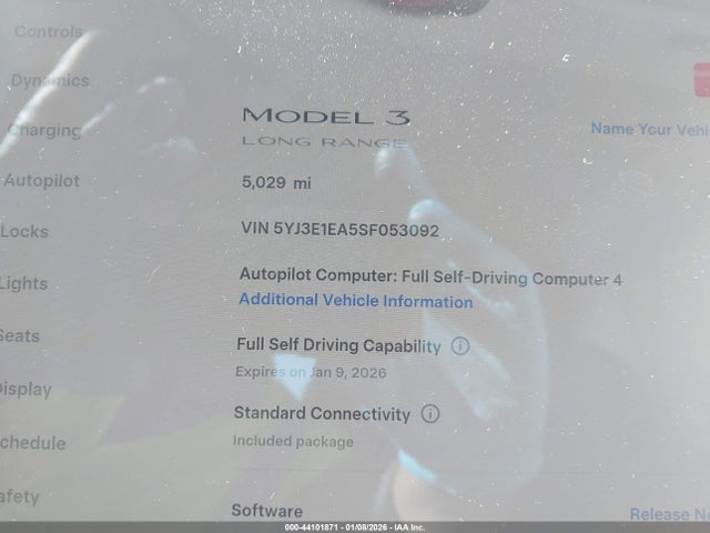 Продажа на аукционе авто 2025 Tesla Model 3 Long Range Rear-wheel Drive/standard Rear-wheel Drive, vin: 5YJ3E1EA5SF053092, номер лота: 44101871