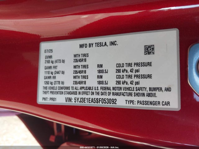 2025 TESLA MODEL 3 5YJ3E1EA5SF053092 Photo 8