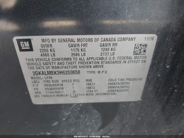 2017 Gmc Terrain Sle-1 მანქანა იყიდება აუქციონზე, vin: 2GKALMEK3H6250658, აუქციონის ნომერი: 44101873