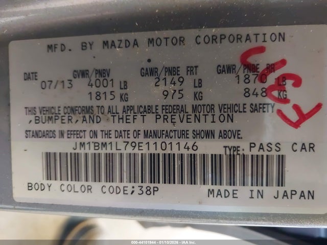 JM1BM1L79E1101146 Mazda Mazda3 I Touring