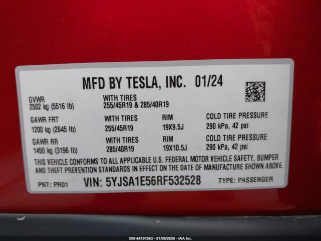 2024 TESLA MODEL S 5YJSA1E56RF532528 Photo 8